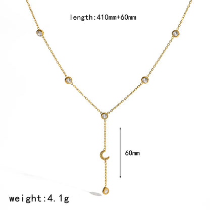 Waterproof NNecklace For Women In 304 Stainless Steel With 18K Gold Plated PVD Coating And Rhinestones